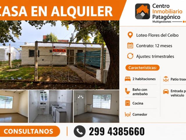 Casa en alquiler c/ cochera en Plottier