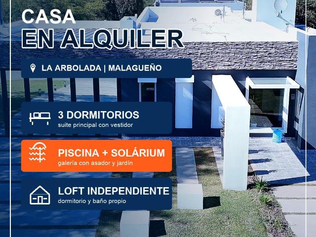 Casa en alquiler en La Arbolada Hollywood con piscina y loft independiente