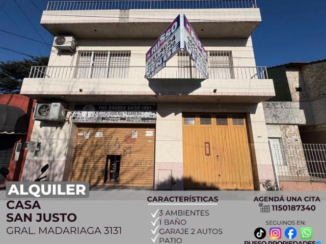 Casa en alquiler San Justo 3 ambientes