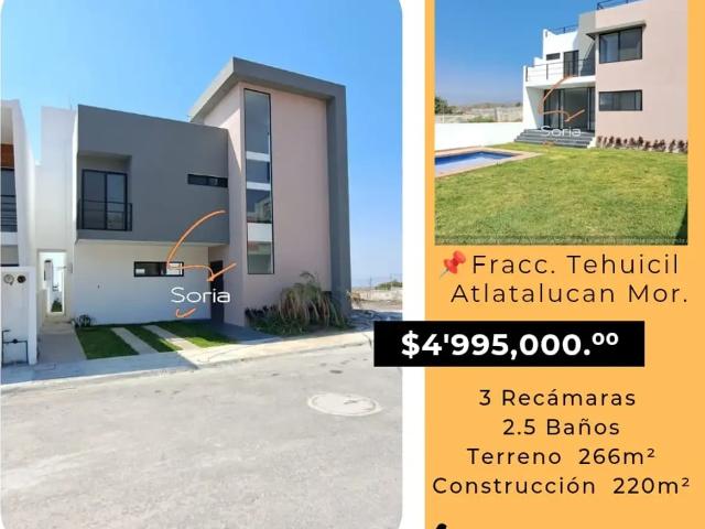 CASA EN FRACCIONAMIENTO EL TEHUICIL ATLATLAUCAN MORELOS Seguridad las 24HRS