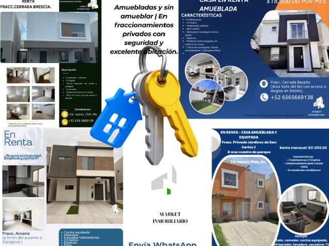Casa en fraccionamiento en renta Manuel Gómez Morín, Juárez, Chihuahua