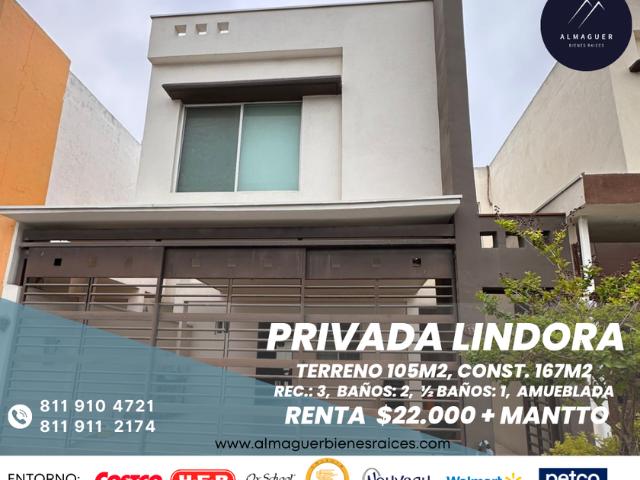 Casa en fraccionamiento en renta Privadas De Lindora, Lindora, Privadas De Anáhuac Sector Irlandes, Ciudad General Escobedo, Nuevo León, México