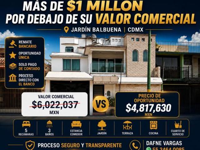 Casa en Jardín Balbuena | 5 Recámaras | Más de $1 Millón Debajo de su Valor Comercial