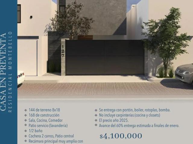 CASA EN PRE VENTA RESIDENCIAL MONTEBELLO