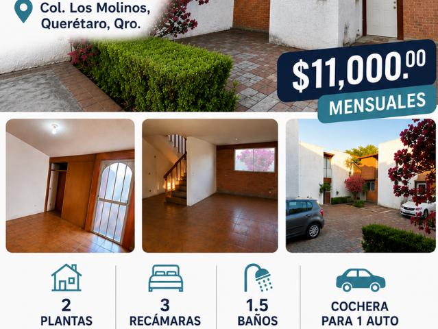 Casa en renta Oxxo, Avenida Epigmenio González 108, Los Molinos, Santiago De Querétaro, Querétaro, 76150, Mex