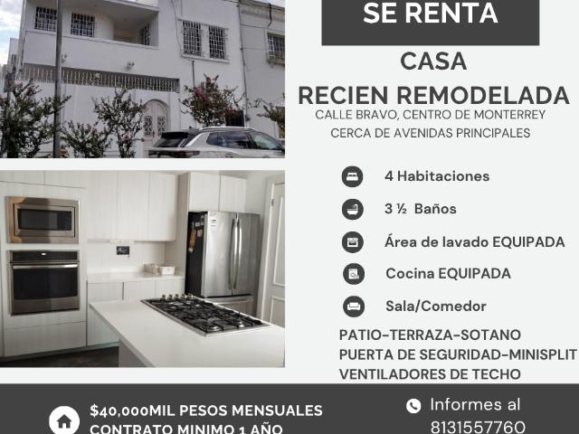CASA EN RENTA, CENTRO DE MONTERREY DV UH8UW