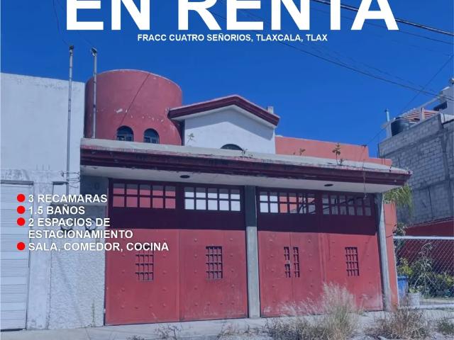 CASA EN RENTA CERCA A LA UATX, CUATRO SEÑORIOS, TLAXCALA, EXCELENTE UBICACION