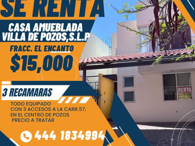 Casa en renta El Encanto, Calle Julián De Los Reyes, Casanova, Villa De Pozos, San Luis Potosí, México