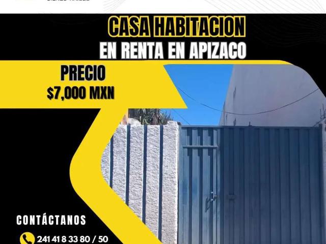 Casa en renta en Apizaco sky
