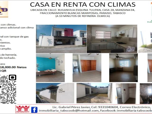 Casa en renta en Blancas Mariposas, Paraíso, Tabasco