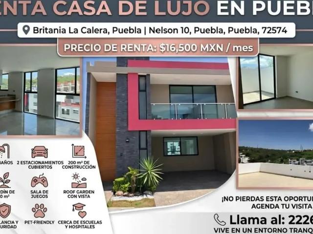 Casa en renta en Britania La Calera, Puebla, Puebla