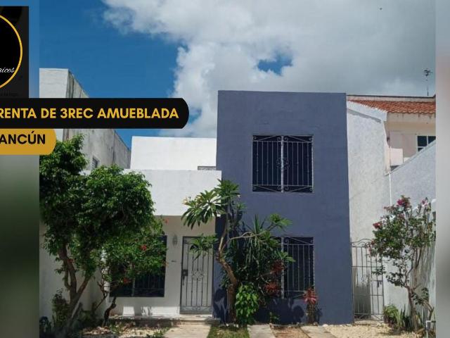 Casa en renta en Canc?n 3 rec?maras amueblada en privada con vigilancia