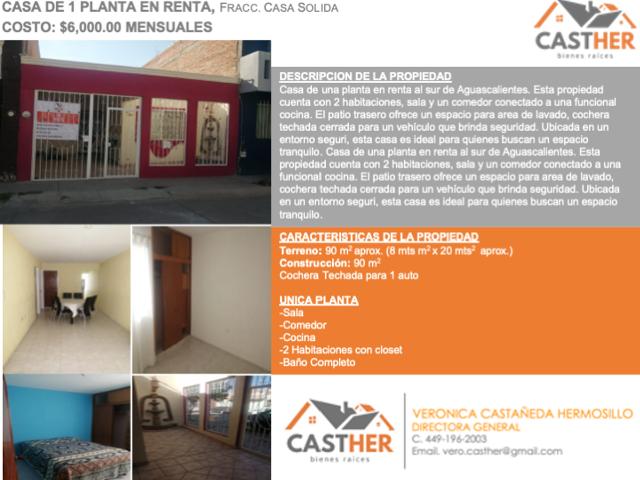 Casa en renta en Casa Solida, Aguascalientes, Aguascalientes