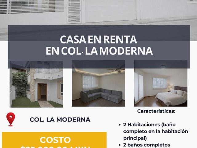CASA EN RENTA EN COL. LA MODERNA