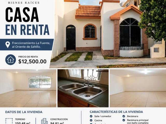 Casa en Renta en La Fuente | 2 Recámaras | Saltillo