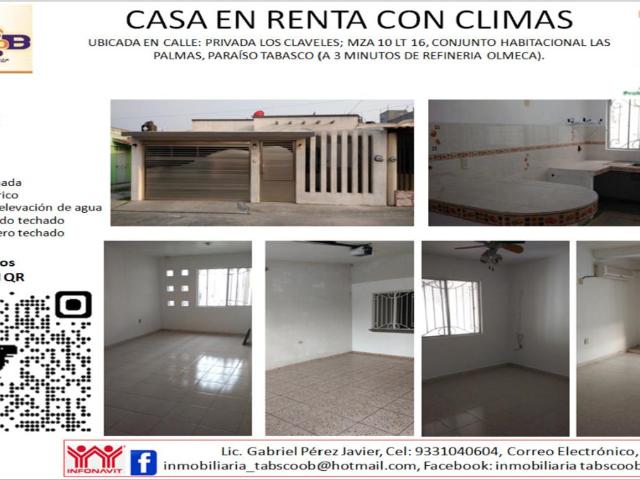 Casa en renta en Las Palmas, Paraíso, Tabasco