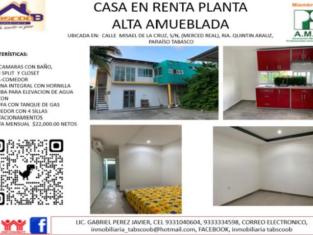 Casa en renta en Quintin Arauz, Paraíso, Tabasco