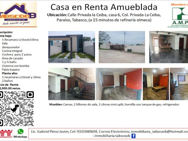 Casa en renta en Quintin Arauz, Paraíso, Tabasco
