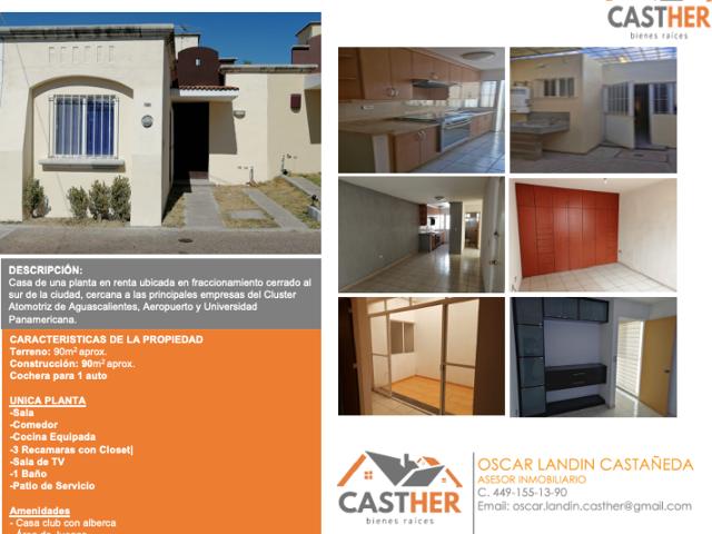 Casa en renta en Villa Sur, Aguascalientes, Aguascalientes