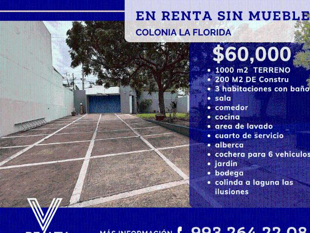 CASA EN RENTA IDEAL PARA EMPRESA, COLONIA LA FLORIDA