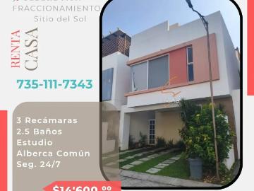 CASA EN SITIO DEL SOL EN CUAUTLA MORELOS RENTA $14,600.°°