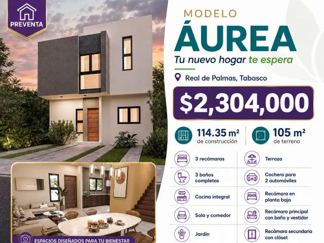 CASA EN VENTA MODELO ÁUREA REAL DE PALMAS