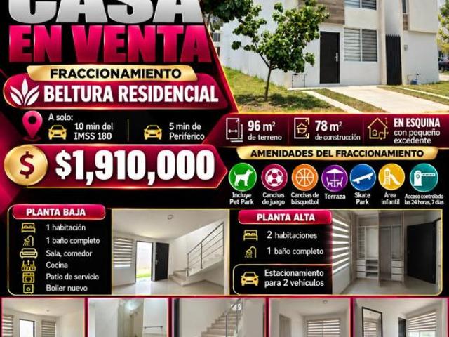CASA EN VENTA BELTURA RECIDENCIAL A 6 MIN DE PERIFERICO