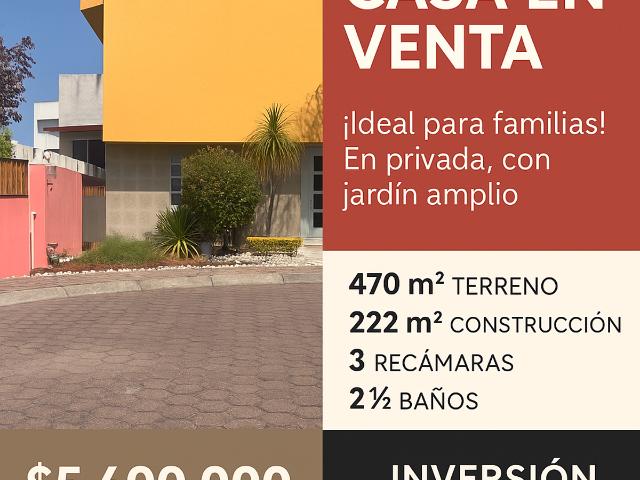 CASA Y TERRENO EN VENTA JUNTOS EN PRIVADA