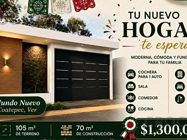 CASA EN VENTA DE 1 NIVEL EN COATEPEC VERACRUZ, ZONA MUNDO NUEVO