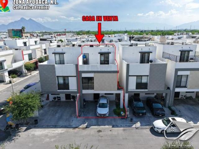 Casa en VENTA de 3 Niveles y 3 Rec en Col. Privada / Zona Apodaca Col. Radica Premier