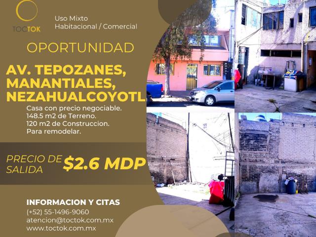 Casa en venta en Manantiales, Nezahualcóyotl, México
