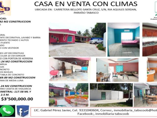 Casa en venta en Aquiles Serdán, Paraíso, Tabasco