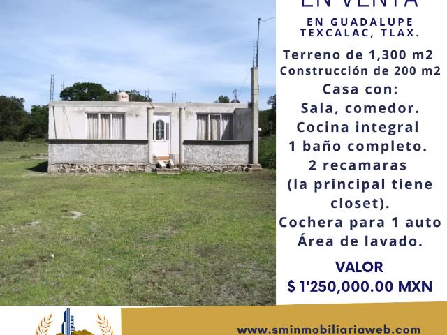 Casa en venta en Guadalupe Texcalac, Apizaco, Tlaxcala