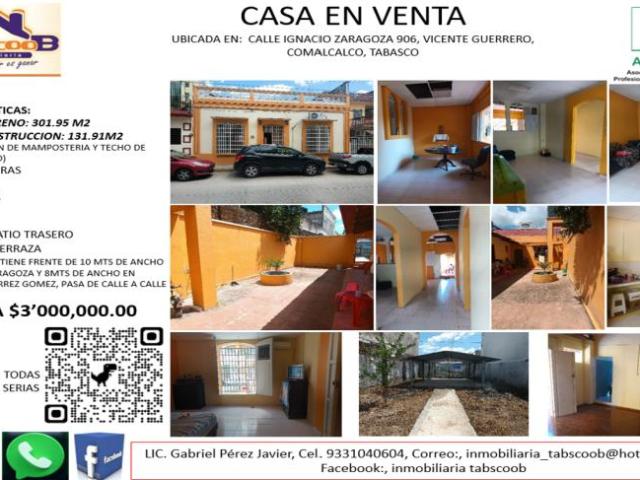 Casa en venta en Vicente Guerrero, Comalcalco, Tabasco