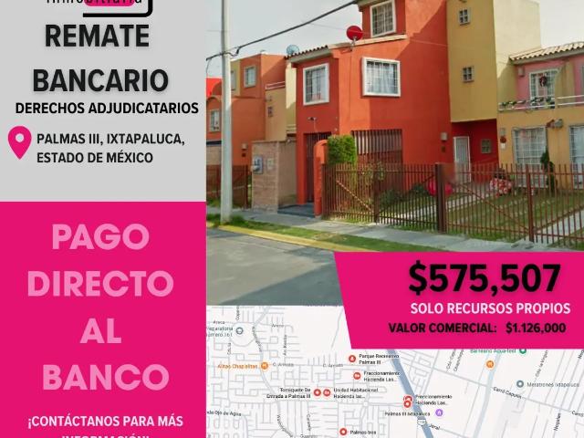 CASA EN VENTA PALMAS III IXTAPALUCA EDO MEX