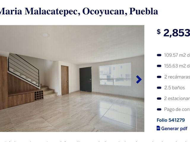 Casa en Venta Santa Maria Malacatepec, Ocoyucan, Puebla