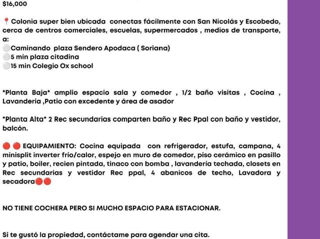 CASA EQUIPADA EN RENTA SANTA CECILIA