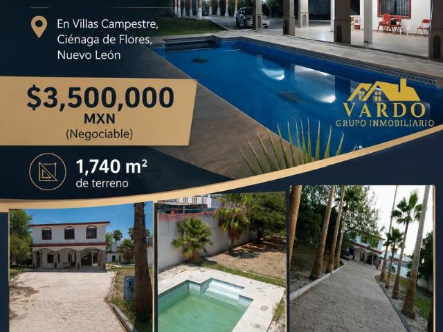 Casa Quinta Campestre con Alberca en Venta. Cienega de Flores, Nuevo Leon