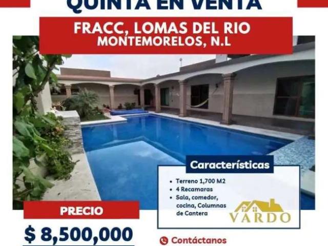 Casa quinta en venta lomas del rio Montemorelos n L