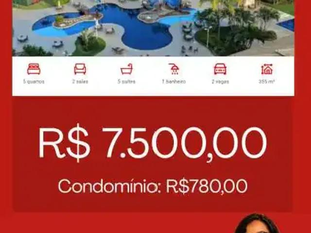 Casa / Sobrado em Condomínio para Locação em Barra dos Coqueiros/SE Olhos D'água 5 Quartos