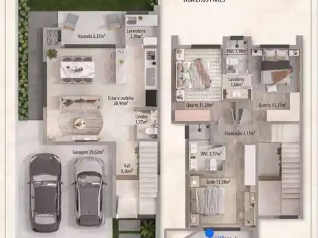 Casa / Sobrado em Condomínio para Venda em Chapecó/SC Passo dos Fortes 3 Quartos
