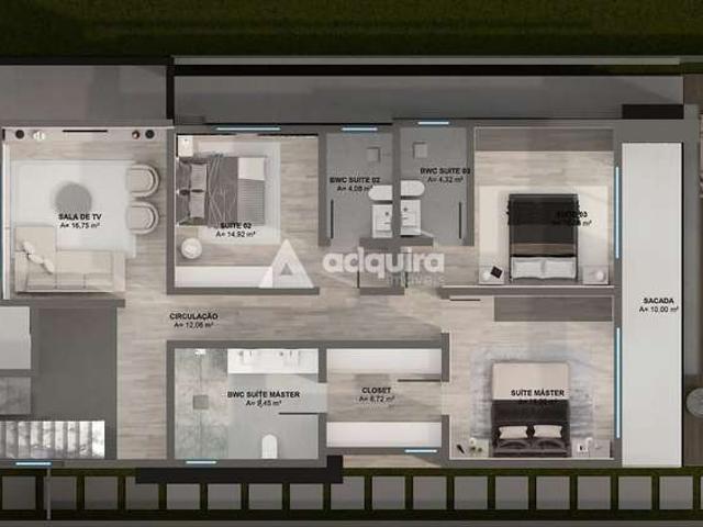 Casa / Sobrado em Condomínio para Venda em Ponta Grossa/PR Jardim Carvalho 4 Quartos