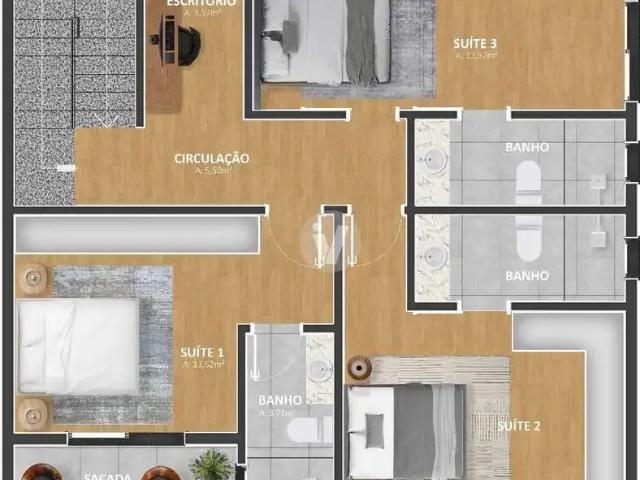 Casa / Sobrado em Condomínio para Venda em Santa Maria/RS São José 3 Quartos