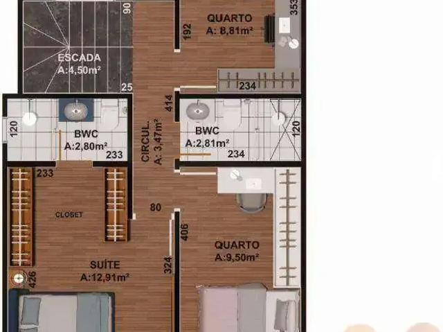 Casa / Sobrado para Venda em Curitiba/PR Bairro Alto 3 Quartos