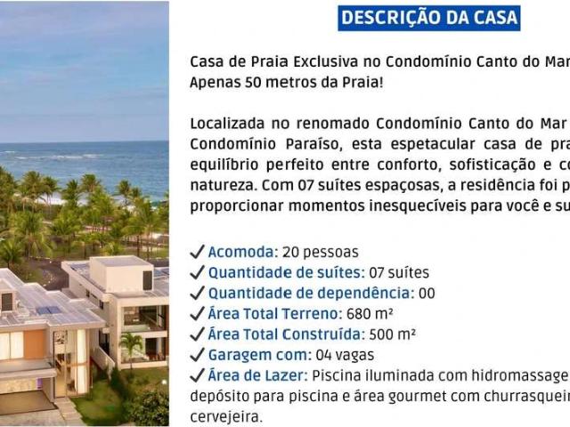 Casa / Sobrado para Locação em Camaçari/BA Guarajuba 7 Quartos