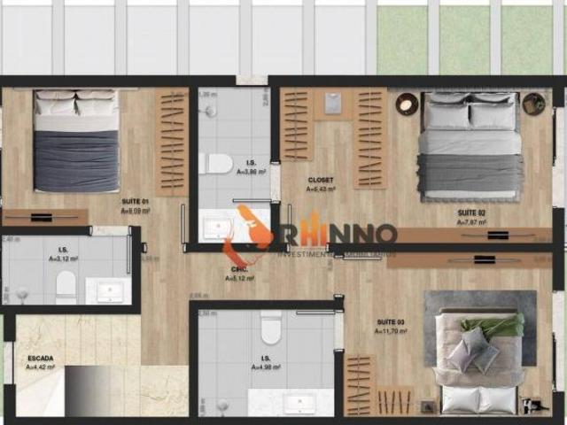 Casa Triplex 192 m² com 3 suítes no Bairro Água Verde