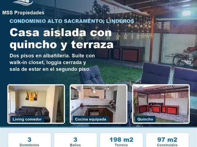 Casa 3 Dorm Quincho Suite Condominio Alto Sacramento Buin | 3 dormitorios por 5500.00 en Buin