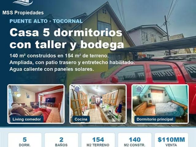 Casa 5D2B Dormitorios Amplios a 5 min Metro Las Mercedes | 5 dormitorios por 110000. 00 en Puente Alto