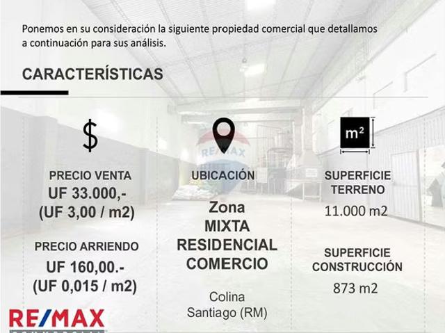 Casas en arriendo en Colina | Terreno industrial con excelente conectividad 1 dormitorios por CLF 160.00