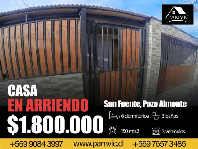 Casas en arriendo en Pozo Almonte | Amplia Casa en Arriendo en Pozo Almonte 6 dormitorios por CLP 1800. 00